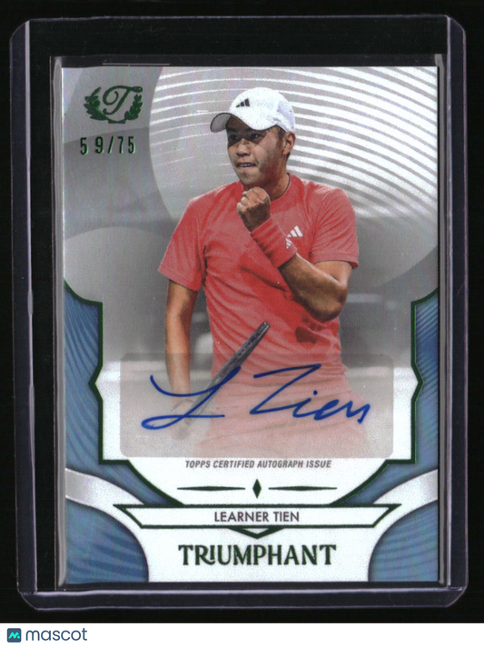 2025 Topps Triumphant Learner Tien Autographs Hard Court Aqua Blue Foil #/75