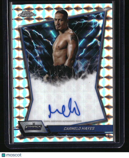 2025 Topps Chrome WWE Carmelo Hayes Blue Brand Auto Geometric