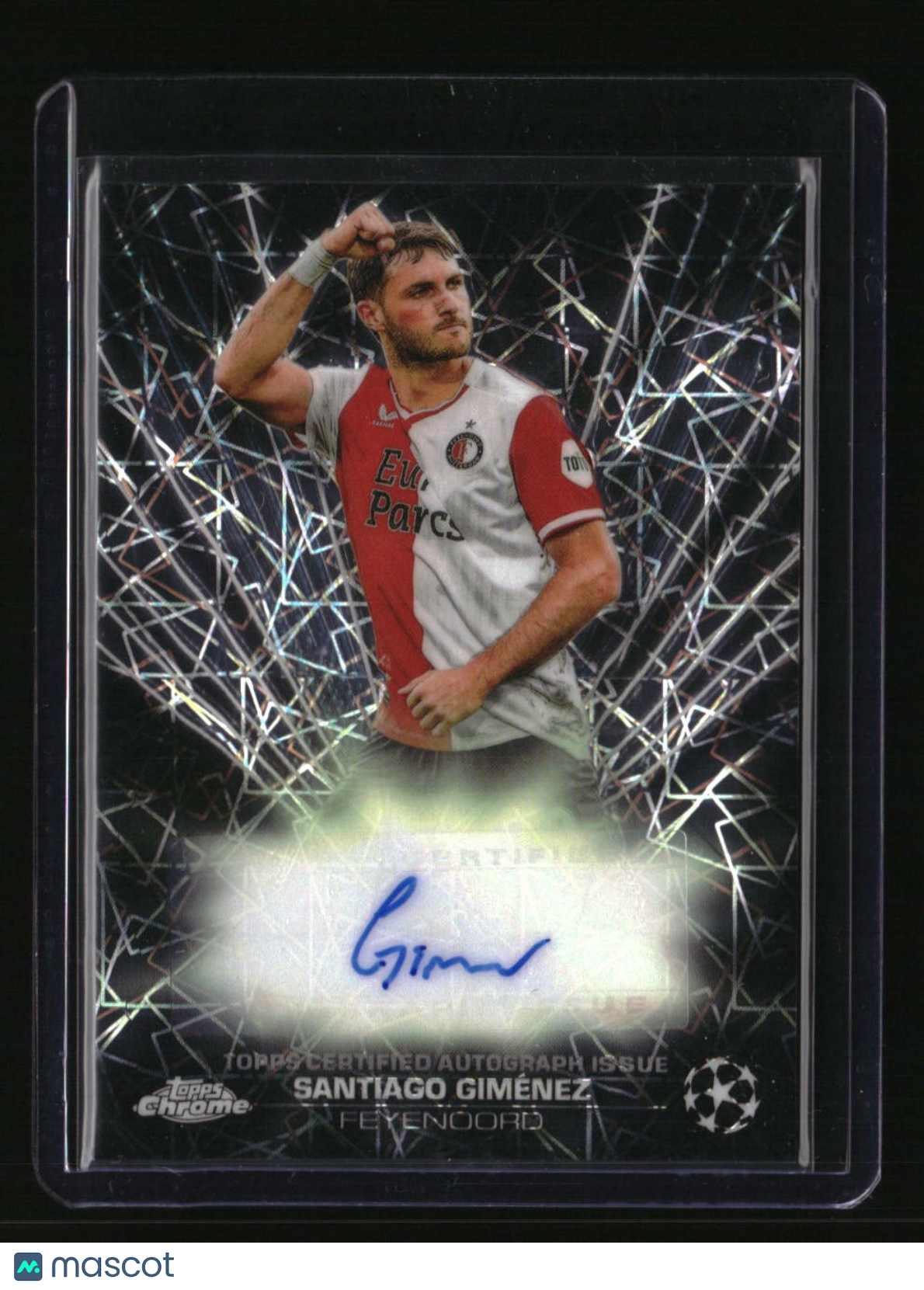 2023-24 Topps Chrome UEFA Club Competitions Santiago Giménez Black Lazer Auto