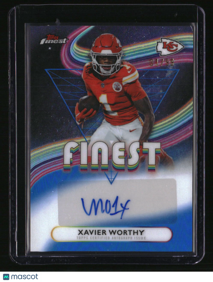 2025 Finest Xavier Worthy Finest Autographs Blue Refractor #/99