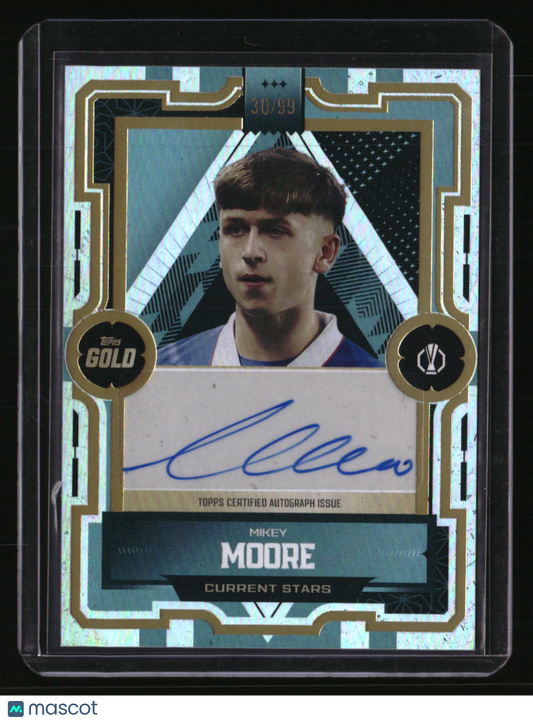 2025-26 Topps Gold UEFA Club Competitions Mikey Moore Autographs Blue #/99