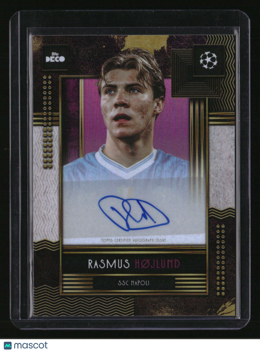 2025-26 Topps Deco UEFA Club Competitions Rasmus Højlund Auto Purple #/50
